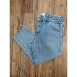 ASOS Design Cropped Wide‎ Leg Jeans Light Wash Raw Hem W38 L30